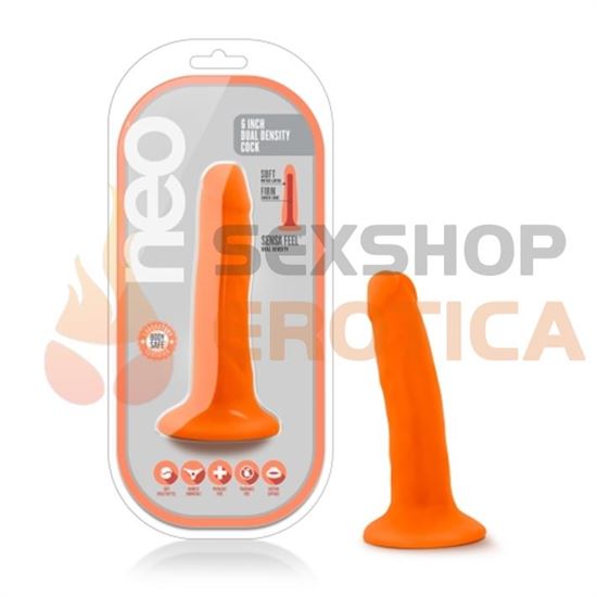 Dildo 6' con base de sopapa naranja